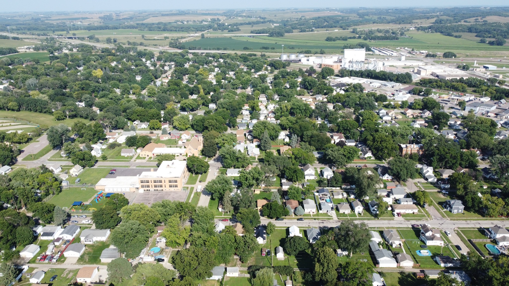 Aerial view of neighborhood near Sioux City